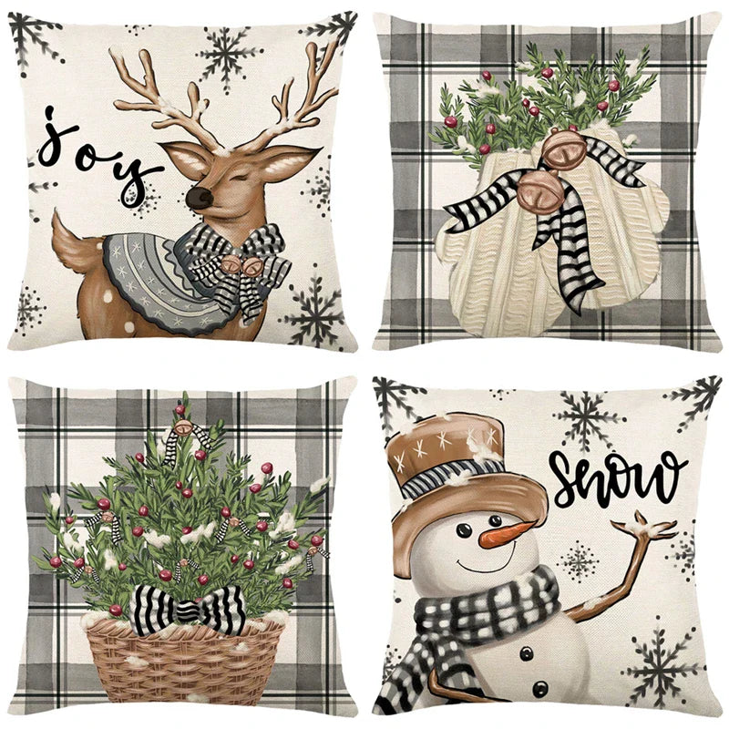 Christmas Linen Cushion Cover 45cm