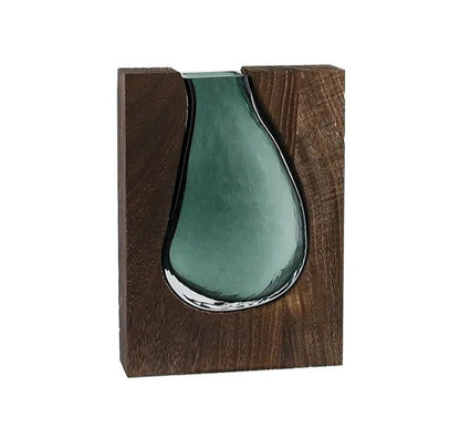 Decorative Glass and Wood Hydroponic Vase