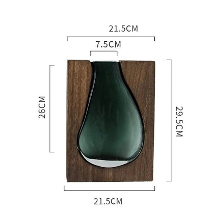 Decorative Glass and Wood Hydroponic Vase